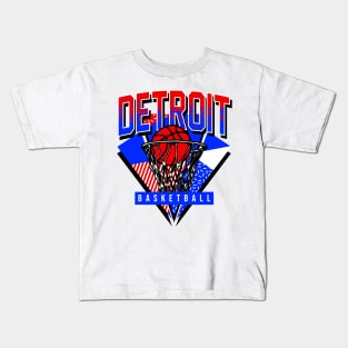 Detroit Basketball 90s Throwback Kids T-Shirt